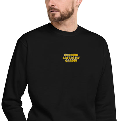 running late cardio sweater