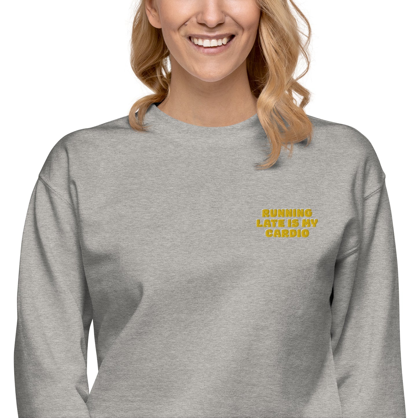 running late cardio sweater